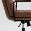 Office Chair,Mid Back Home Office Desk Task Chair With Wheels And Arms Ergonomic Pu Leather Computer Rolling Swivel Chair With Padded Armrest,The Back Of The Chair Can Recline 40 Brown Brown Office American Design Foam Pu Leather