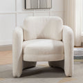 Mid Century Modern Barrel Accent Chair Armchair For Living Room, Bedroom, Guest Room,Office, Ivory Ivory Upholstered