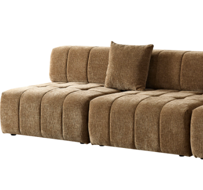 Wks3 Piano Key Combination Sofa, 2 Single Seats Plus 1 Luxury Cloth Sofa, Brown Brown Fabric