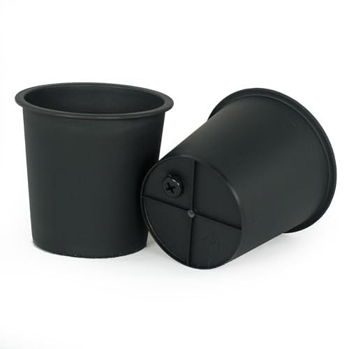 7.9" Round Nursery Plant Pot Garden Plastic Pots With Drainage 5 Pack Black Plastic