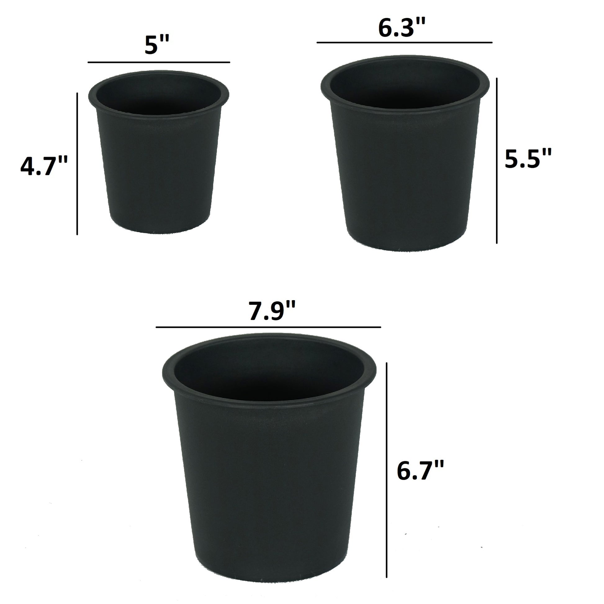 5" Round Nursery Plant Pot Garden Plastic Pots With Drainage 5 Pack Black Plastic