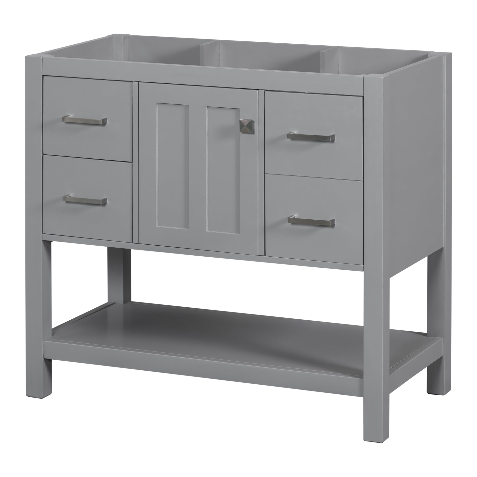 Cabinet Only 36" Gray Modern Bathroom Vanity With Usb Sink Not Included Gray Solid Wood Mdf Resin