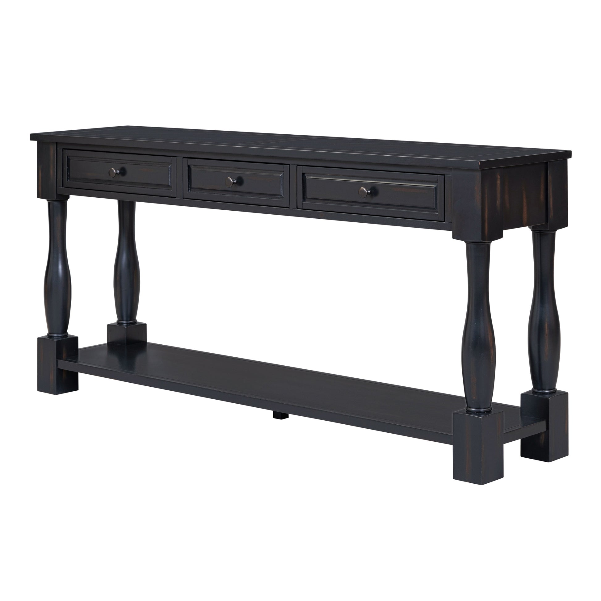 Console Table 63" Long Console Table With Drawers And Shelf For Entryway, Hallway, Living Room Espresso, Old Sku: Wf193795Aab Espresso Solid Wood