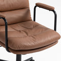 Office Chair,Mid Back Home Office Desk Task Chair With Wheels And Arms Ergonomic Pu Leather Computer Rolling Swivel Chair With Padded Armrest,The Back Of The Chair Can Recline 40 Brown Brown Office American Design Foam Pu Leather