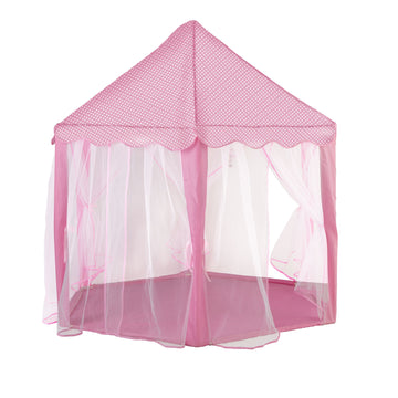 53"H Princess Castle Play Tent House With Led Star Lights For Kids, Indoor And Outdoor, Pink Pink Polyester