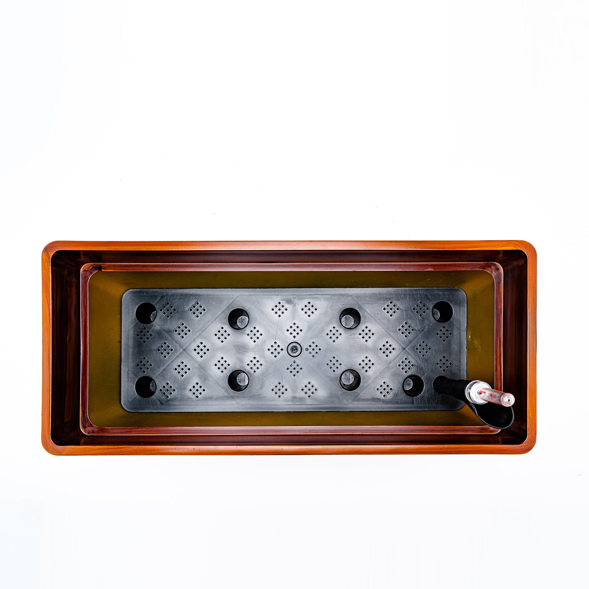 7.8 In. Dark Wood Plastic Rectangle Self Watering Planter Pot Dark Brown Abs