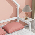 Full House Shaped Headboard Bed With Handrails ,Slats ,White Full White Wood Bedroom American Design Pine Bed Frame Pine