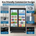 Orikool Glass Door Merchandiser Refrigerator 44.7 Cu.Ft Swing Door Commercial Display Refrigerators Merchandising Refrigeration Black Steel