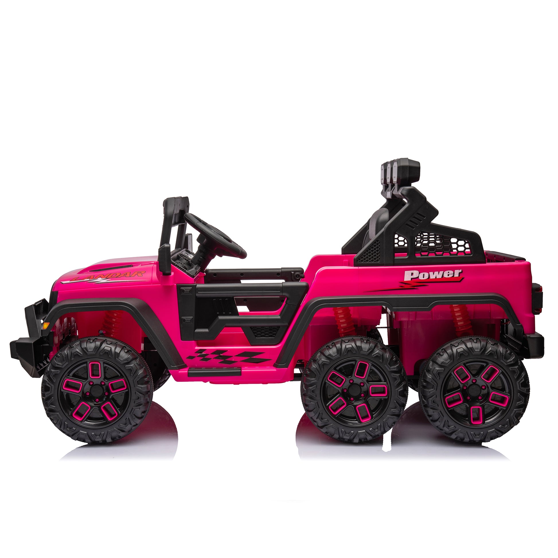 24V Ride On Large Pickup Truck Car For Kids,Ride On 4Wd Toys With Remote Control,Parents Can Assist In Driving,Bluetooth Music Version,Pickup Truck Design With Spacious Storage In The Rear. Pink Polyethylene