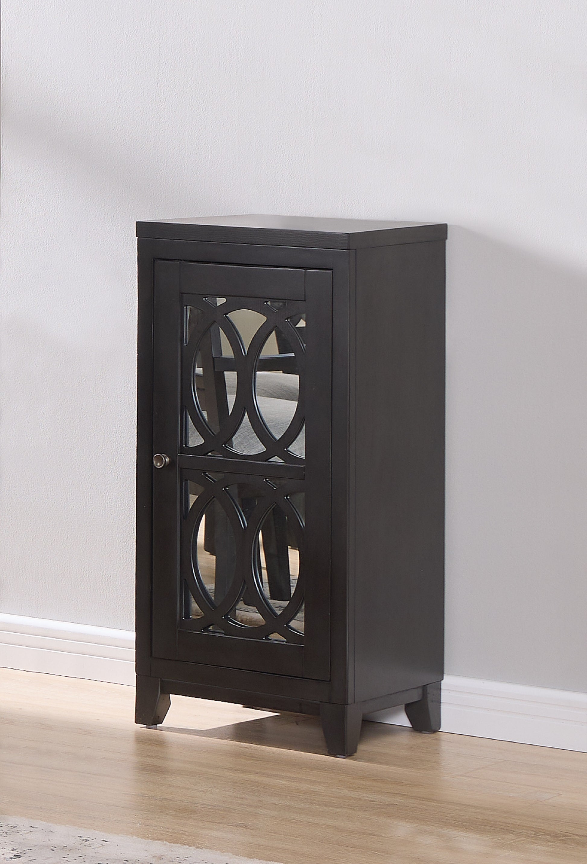 1Pc Transitional Accent Cabinet Chest Dark Gray Black Finish Concealed Storage Wooden Glass Door Wooden Bedroom Dining Room Living Room Furniture Dark Gray Wood Glass