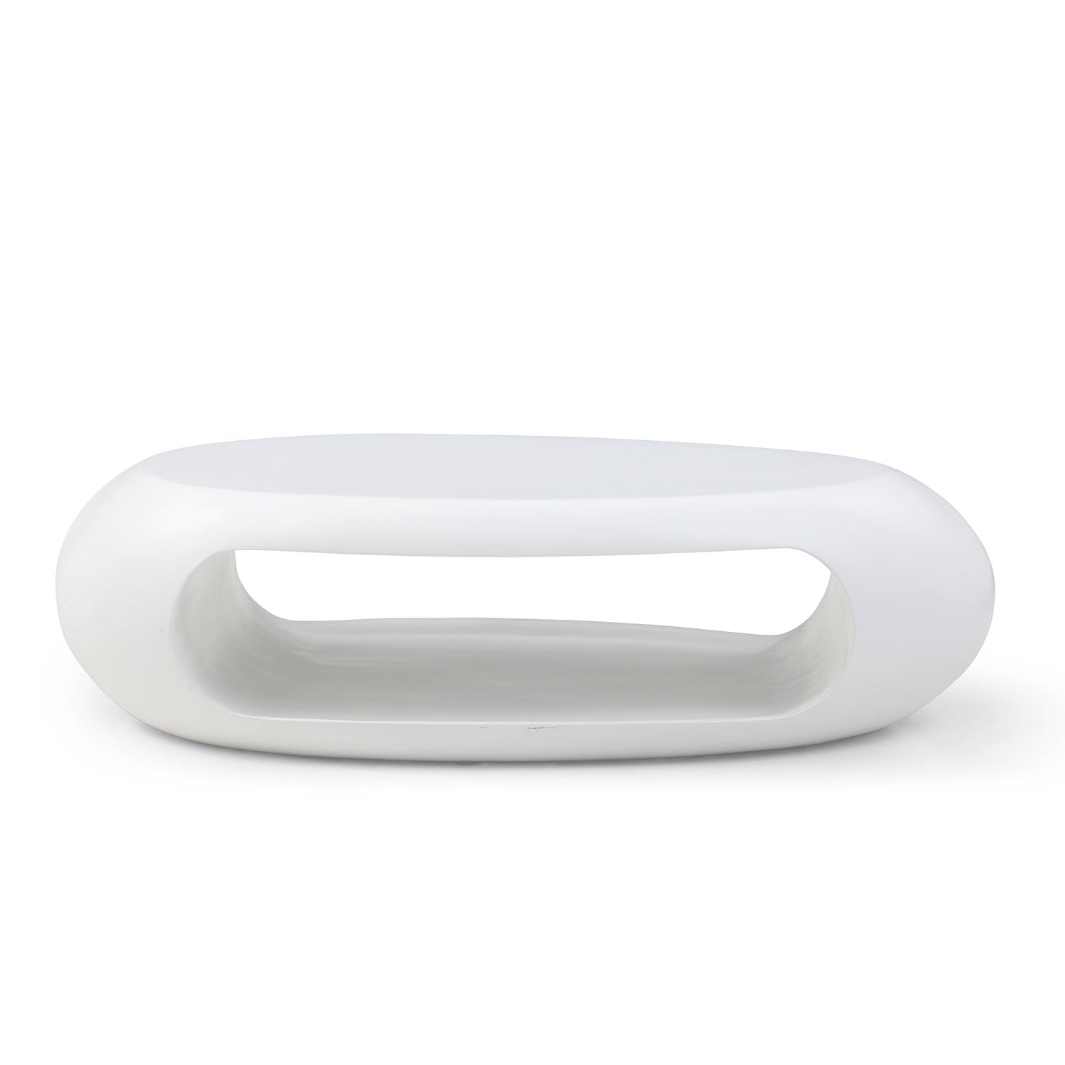 48.42'' Modern Oval Coffee Table, Sturdy Fiberglass Center Cocktail Table Tea Table For Living Room, White, No Need Assembly White Fiberglass