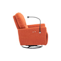 270 Degree Swivel Electric Recliner Home Theater Seating Single Reclining Sofa Rocking Motion Recliner With A Phone Holder For Living Room, Orange Orange Foam Polyester