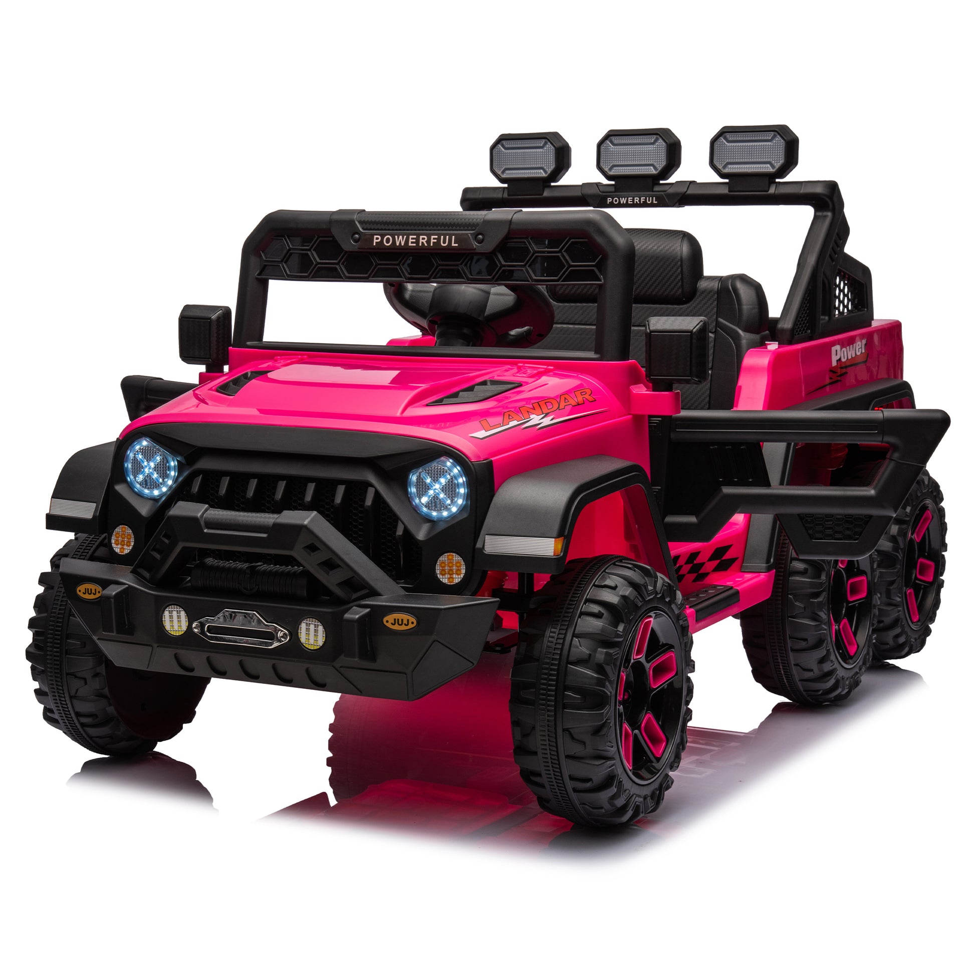 24V Ride On Large Pickup Truck Car For Kids,Ride On 4Wd Toys With Remote Control,Parents Can Assist In Driving,Bluetooth Music Version,Pickup Truck Design With Spacious Storage In The Rear. Pink Polyethylene