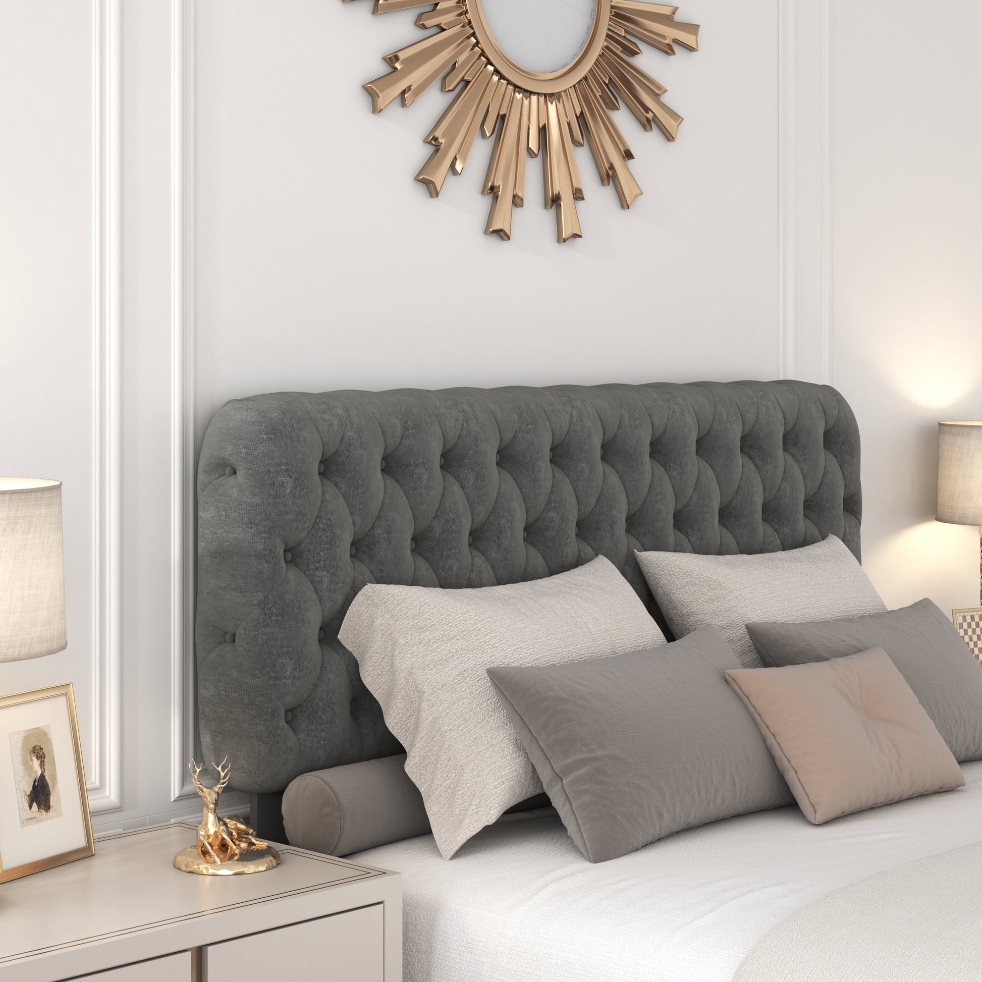 Queen Platform Bed Frame With Pneumatic Hydraulic Function, Velvet Upholstered Bed With Deep Tufted Buttons, Lift Up Storage Bed With Hidden Underbed Oversized Storage, Gray Queen Grey Velvet