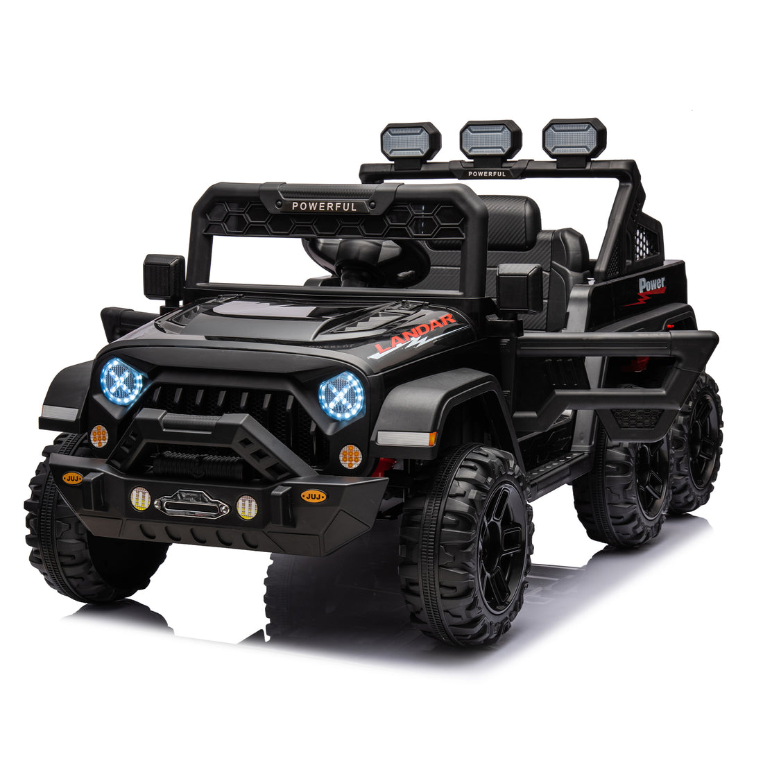 24V Ride On Large Pickup Truck Car For Kids,Ride On 4Wd Toys With Remote Control,Parents Can Assist In Driving,Bluetooth Music Version,Pickup Truck Design With Spacious Storage In The Rear. Black Polyethylene