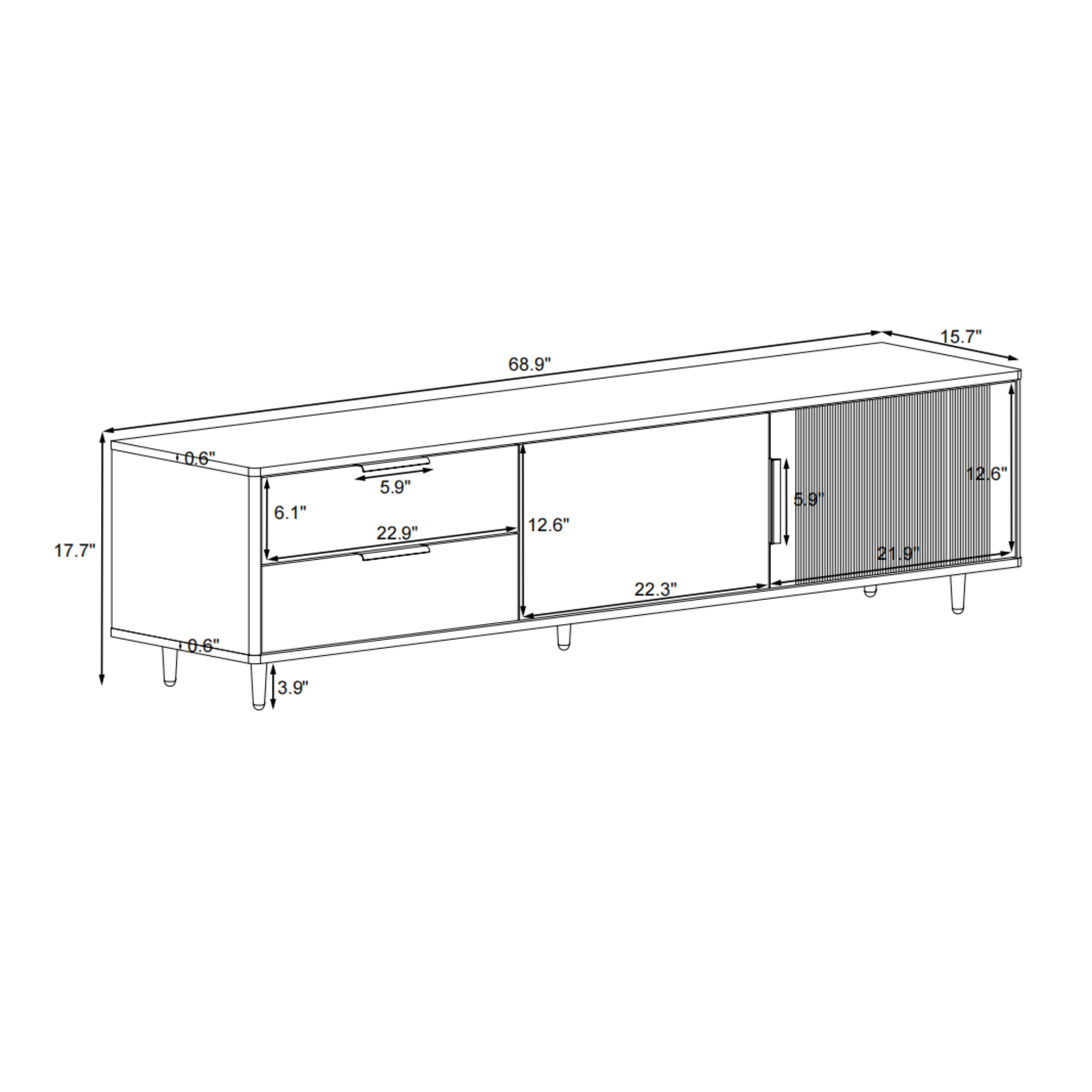 Modern Tv Stand For 65 Inch Tv, Entertainment Center Tv Media Console Table,With 2 Drawers And 2 Cabinets, Tv Console Cabinet Furniture For Living Room White 70 79 Inches Particle Board