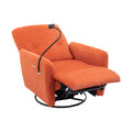 270 Degree Swivel Electric Recliner Home Theater Seating Single Reclining Sofa Rocking Motion Recliner With A Phone Holder For Living Room, Orange Orange Foam Polyester