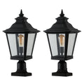 Outdoor Glass Column Headlights Supports Multiple Types Of Light Bulbs 2Pack Black Traditional Aluminum