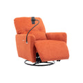 270 Degree Swivel Electric Recliner Home Theater Seating Single Reclining Sofa Rocking Motion Recliner With A Phone Holder For Living Room, Orange Orange Foam Polyester