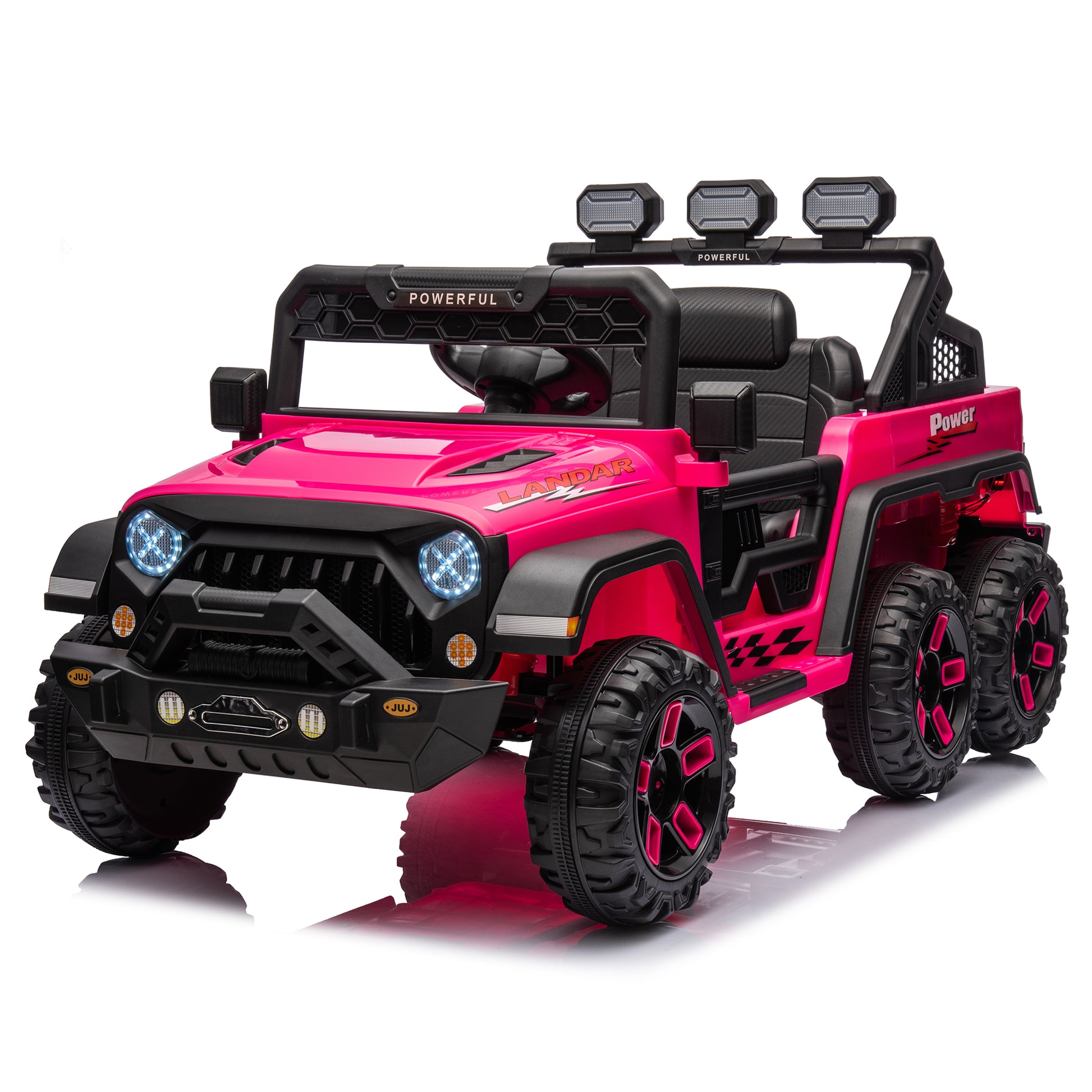 24V Ride On Large Pickup Truck Car For Kids,Ride On 4Wd Toys With Remote Control,Parents Can Assist In Driving,Bluetooth Music Version,Pickup Truck Design With Spacious Storage In The Rear. Pink Polyethylene