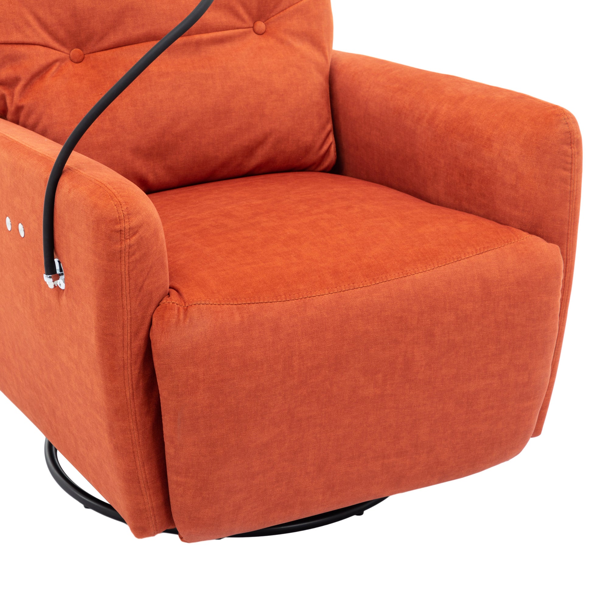 270 Degree Swivel Electric Recliner Home Theater Seating Single Reclining Sofa Rocking Motion Recliner With A Phone Holder For Living Room, Orange Orange Foam Polyester