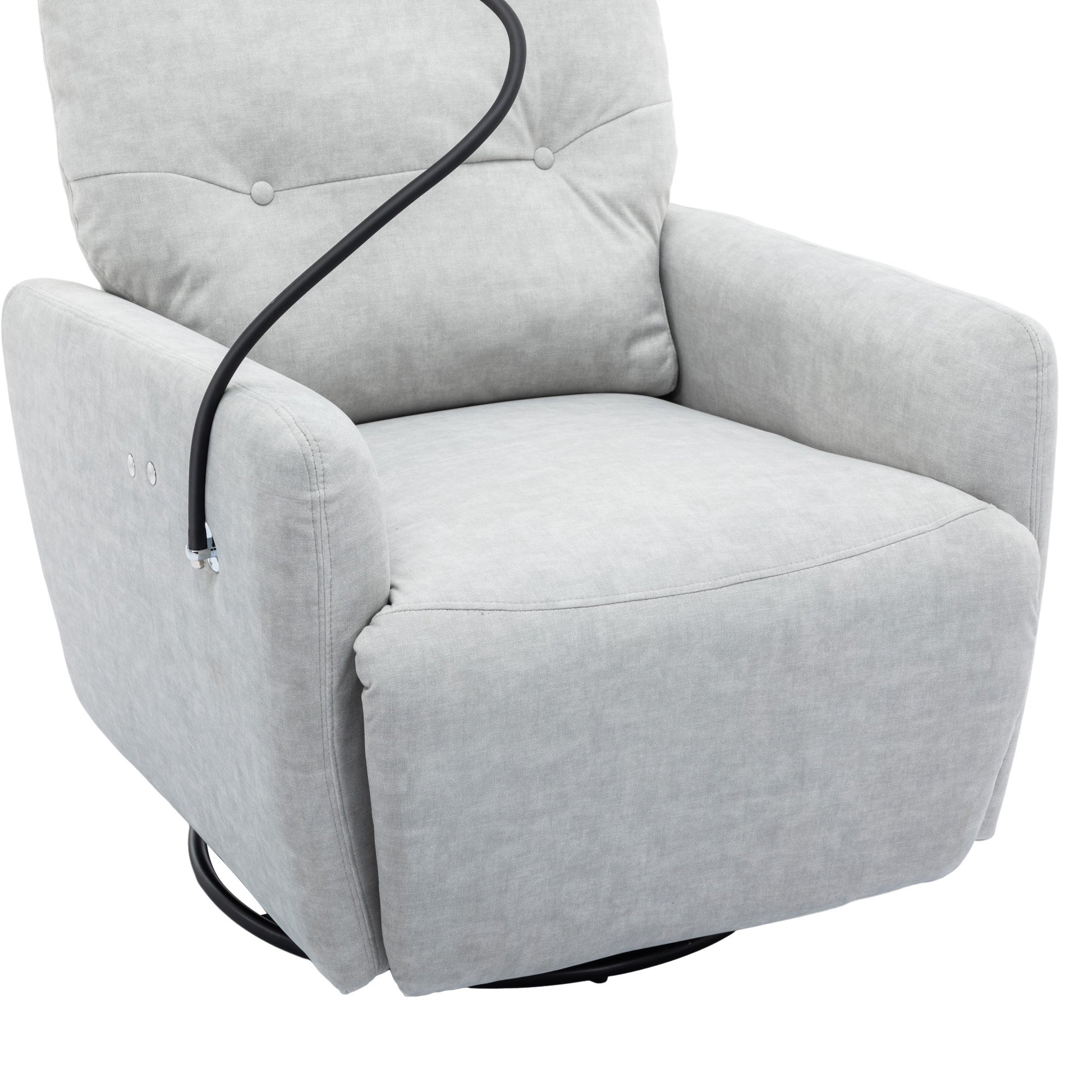 270 Degree Swivel Electric Recliner Home Theater Seating Single Reclining Sofa Rocking Motion Recliner With A Phone Holder For Living Room, Grey Grey Foam Polyester