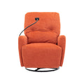 270 Degree Swivel Electric Recliner Home Theater Seating Single Reclining Sofa Rocking Motion Recliner With A Phone Holder For Living Room, Orange Orange Foam Polyester