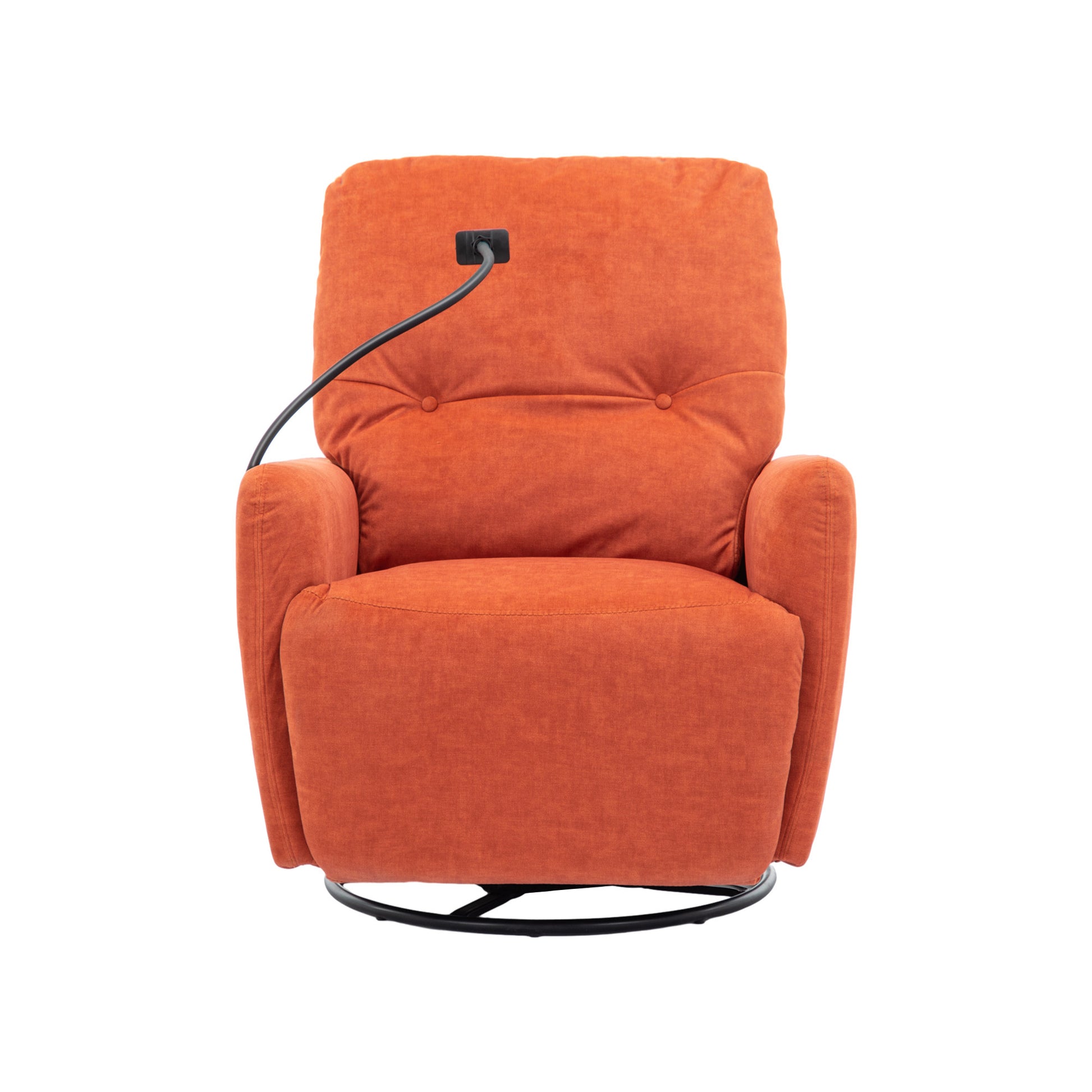 270 Degree Swivel Electric Recliner Home Theater Seating Single Reclining Sofa Rocking Motion Recliner With A Phone Holder For Living Room, Orange Orange Foam Polyester