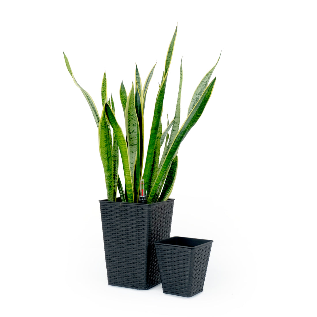 2 Pack Smart Self Watering Square Planter For Indoor And Outdoor Hand Woven Wicker Espresso Espresso Plastic Rattan