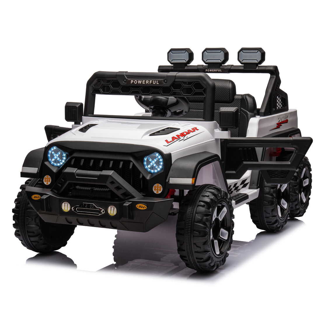 24V Ride On Large Pickup Truck Car For Kids,Ride On 4Wd Toys With Remote Control,Parents Can Assist In Driving,Bluetooth Music Version,Pickup Truck Design With Spacious Storage In The Rear. White Polyethylene