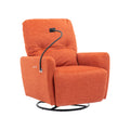 270 Degree Swivel Electric Recliner Home Theater Seating Single Reclining Sofa Rocking Motion Recliner With A Phone Holder For Living Room, Orange Orange Foam Polyester