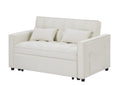 Modern Velvet Convertible Loveseat Sleeper Sofa Couch With Adjustable Backrest, 2 Seater Sofa With Pull Out Bed With 2 Lumbar Pillows For Small Living Room & Apartment Ivory Foam Velvet