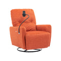 270 Degree Swivel Electric Recliner Home Theater Seating Single Reclining Sofa Rocking Motion Recliner With A Phone Holder For Living Room, Orange Orange Foam Polyester