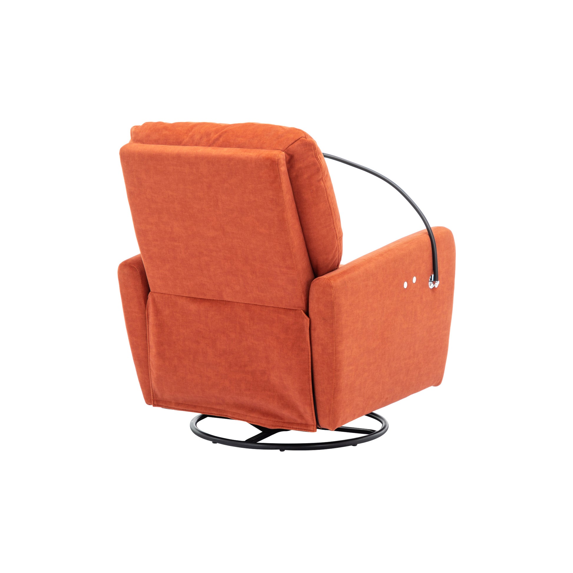 270 Degree Swivel Electric Recliner Home Theater Seating Single Reclining Sofa Rocking Motion Recliner With A Phone Holder For Living Room, Orange Orange Foam Polyester