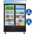 Orikool Glass Door Merchandiser Refrigerator 44.7 Cu.Ft Swing Door Commercial Display Refrigerators Merchandising Refrigeration With Led Top Panel Black Steel