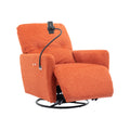 270 Degree Swivel Electric Recliner Home Theater Seating Single Reclining Sofa Rocking Motion Recliner With A Phone Holder For Living Room, Orange Orange Foam Polyester