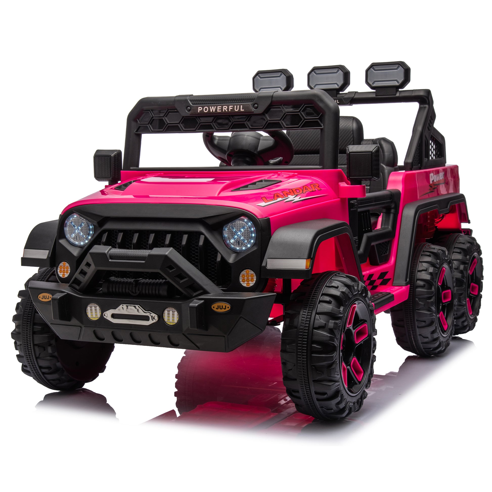 24V Ride On Large Pickup Truck Car For Kids,Ride On 4Wd Toys With Remote Control,Parents Can Assist In Driving,Bluetooth Music Version,Pickup Truck Design With Spacious Storage In The Rear. Pink Polyethylene