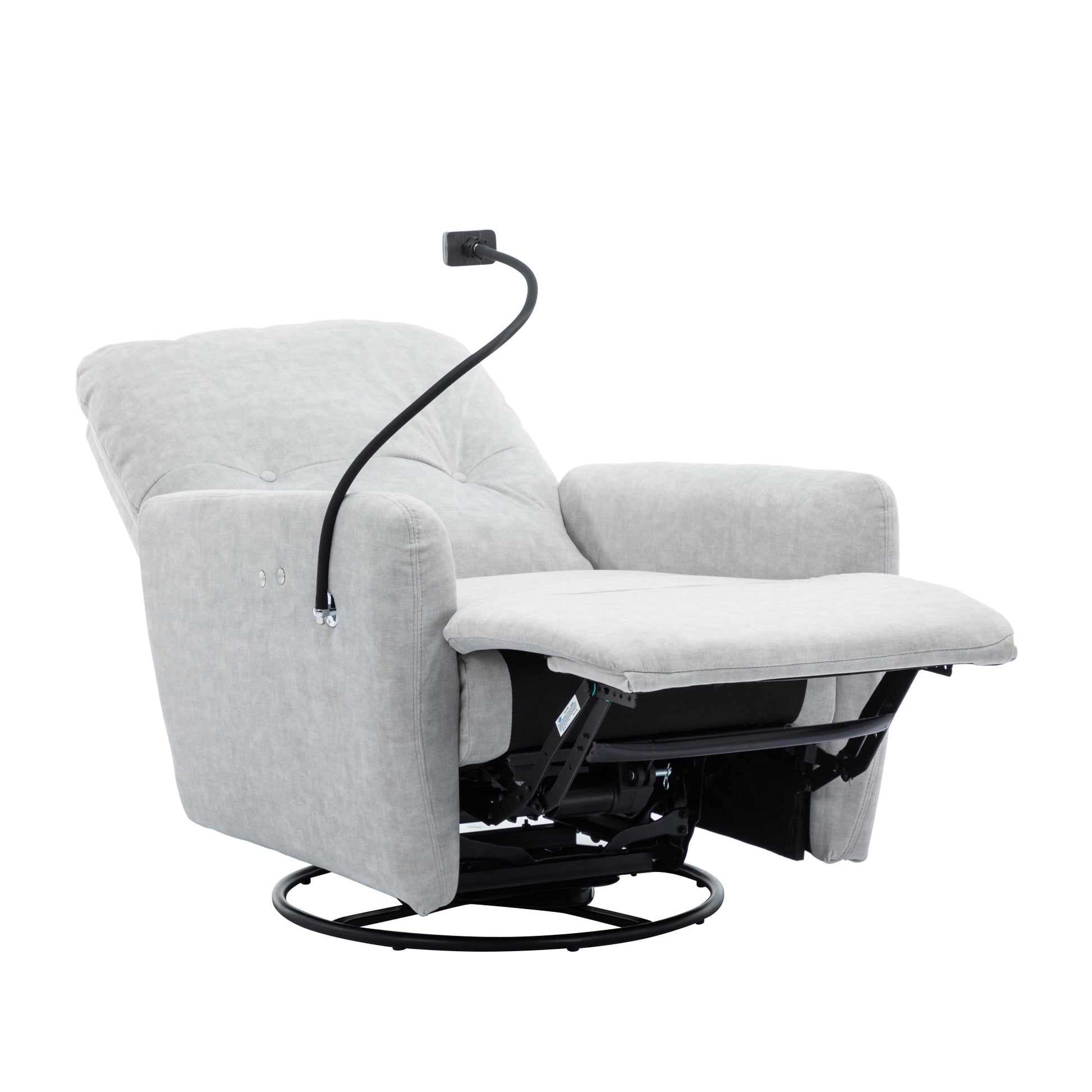 270 Degree Swivel Electric Recliner Home Theater Seating Single Reclining Sofa Rocking Motion Recliner With A Phone Holder For Living Room, Grey Grey Foam Polyester