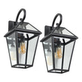 Modern Outdoor Waterproof Wall Lamp Supports Multiple Types Of Light Bulbs 2Pack Black Traditional Glass