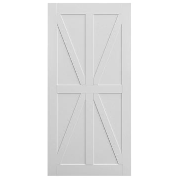 36" X 84" "K" Style Real Primed Door Slab, Diy Panel Door, Modern Interior Barn Door, Moisture Proof, Anti Deformation, Pre Drilled Ready To Assemble, Suitable For Pre Hung And Barn Door White Mdf