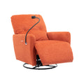 270 Degree Swivel Electric Recliner Home Theater Seating Single Reclining Sofa Rocking Motion Recliner With A Phone Holder For Living Room, Orange Orange Foam Polyester