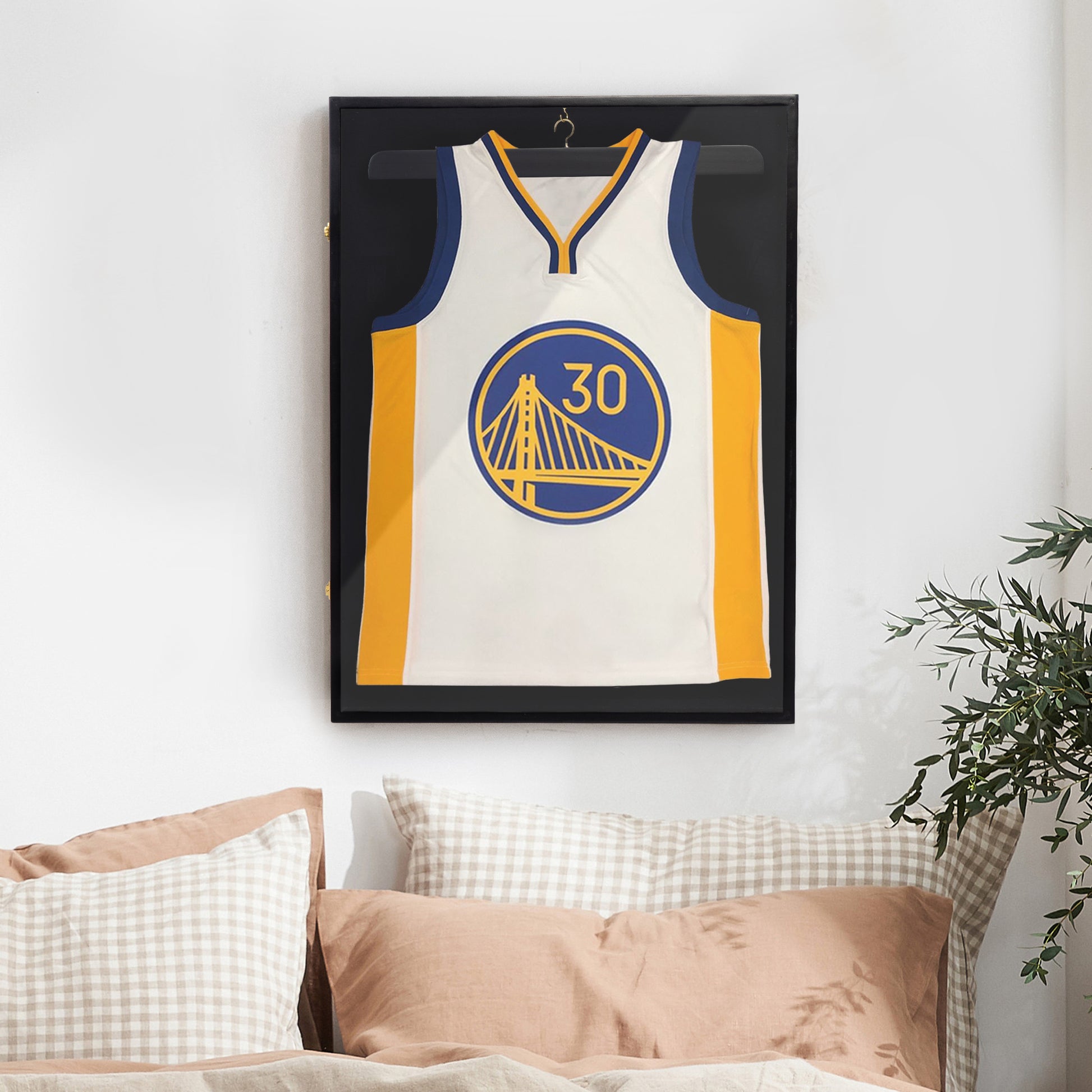 Jersey Frame Display Case With Lengthened Hanger For Baseball Basketball Football Hockey Sport Shirt And Uniform, Black Black Pine