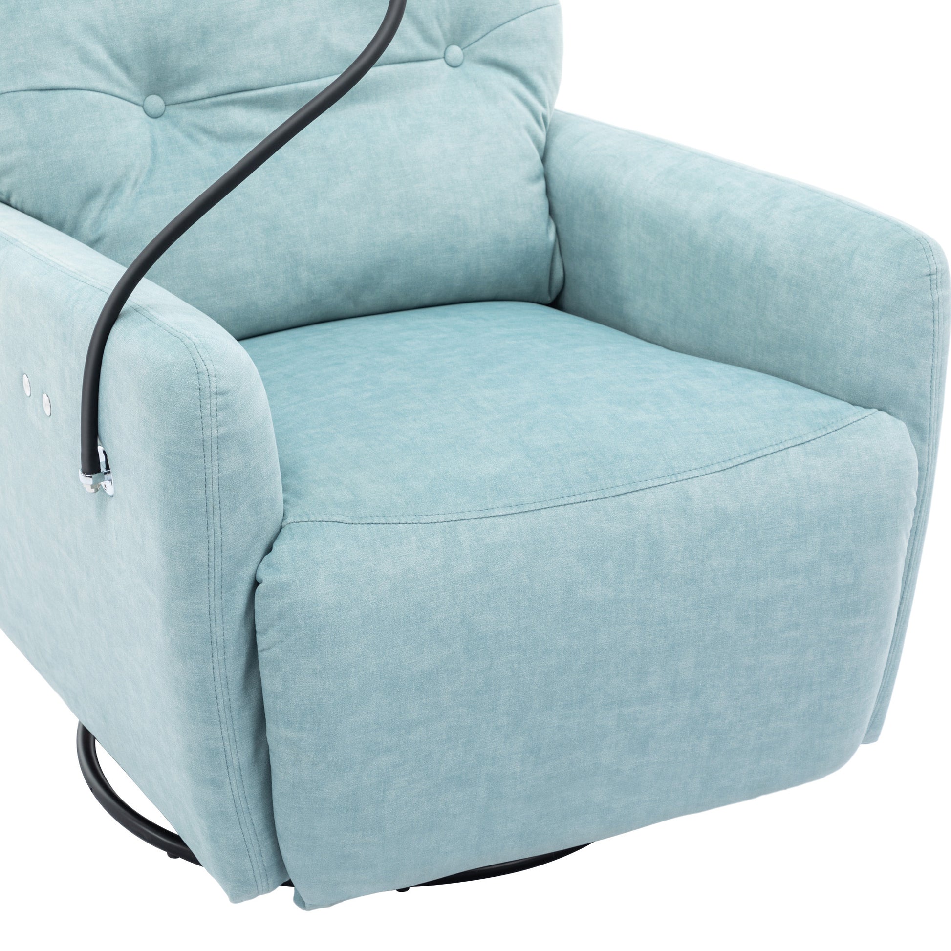 270 Degree Swivel Electric Recliner Home Theater Seating Single Reclining Sofa Rocking Motion Recliner With A Phone Holder For Living Room, Blue Blue Foam Polyester