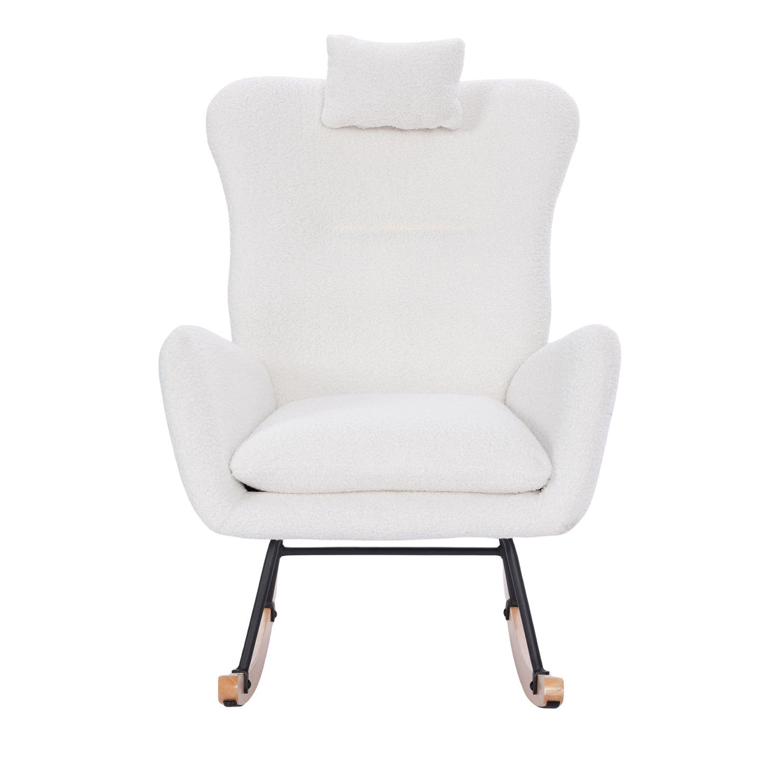 Teddy Upholstered Nursery Rocking Chair For Living Room Bedroom White Teddy White Foam Metal