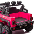 24V Ride On Large Pickup Truck Car For Kids,Ride On 4Wd Toys With Remote Control,Parents Can Assist In Driving,Bluetooth Music Version,Pickup Truck Design With Spacious Storage In The Rear. Pink Polyethylene