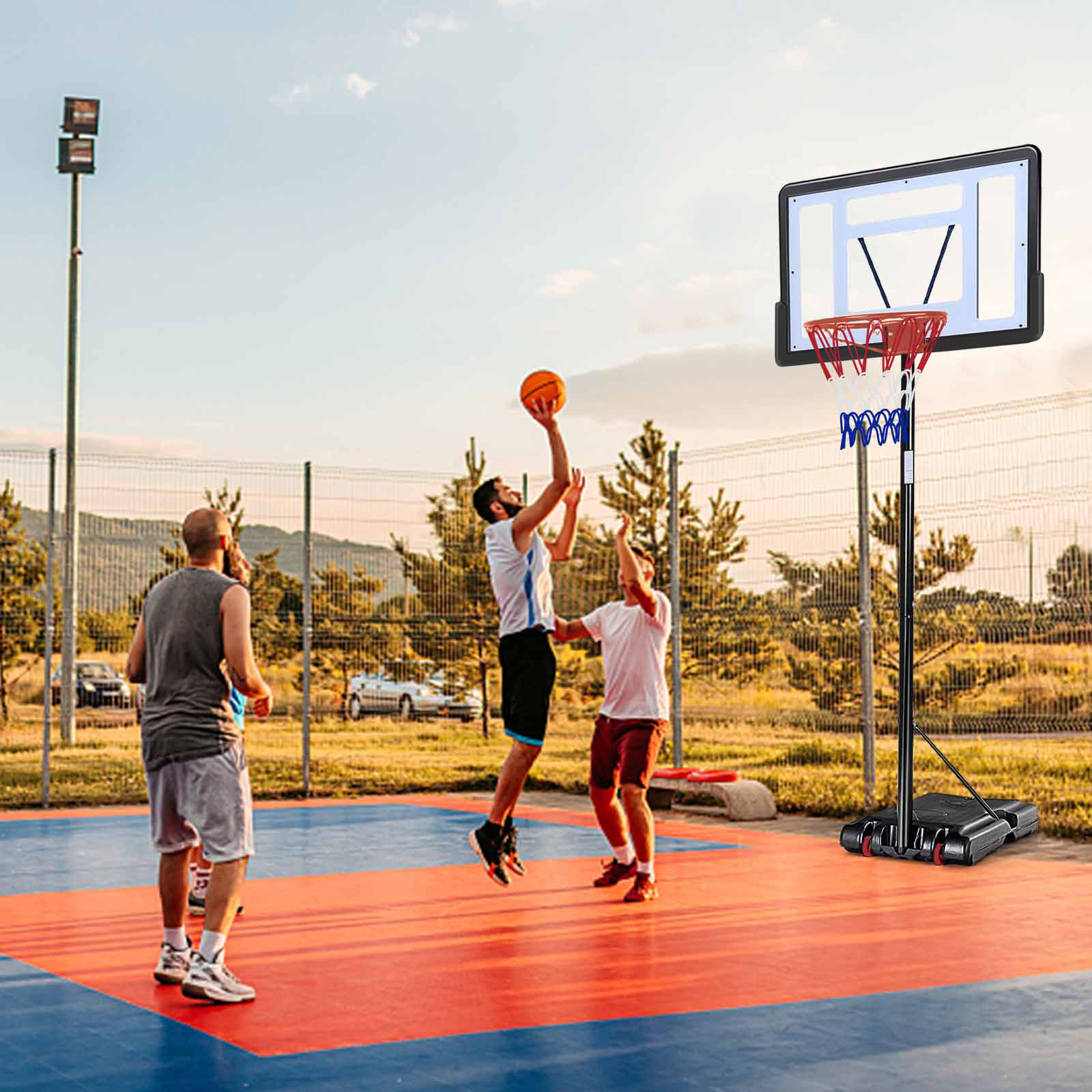 Basketball Hoop Outdoor, 5.2 Ft To 6.8Ft Adjustable Basketball Goal With 32" Backboard & 16" Basket, All Weather Portable Basketball Stand Wheels, For Kids Youth Adult, Indoor Gym, Driveway Balls Sports Black Garden & Outdoor Metal