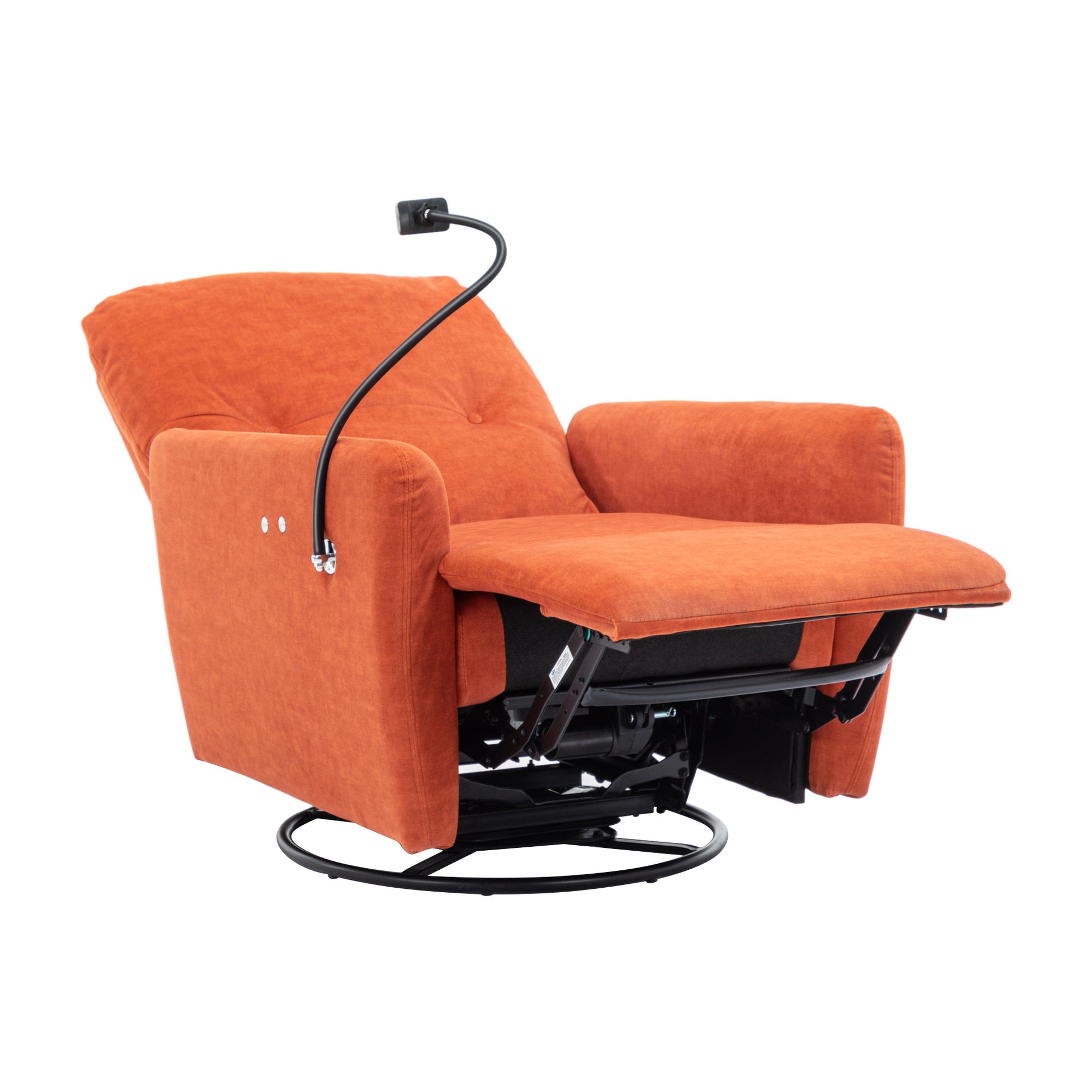 270 Degree Swivel Electric Recliner Home Theater Seating Single Reclining Sofa Rocking Motion Recliner With A Phone Holder For Living Room, Orange Orange Foam Polyester