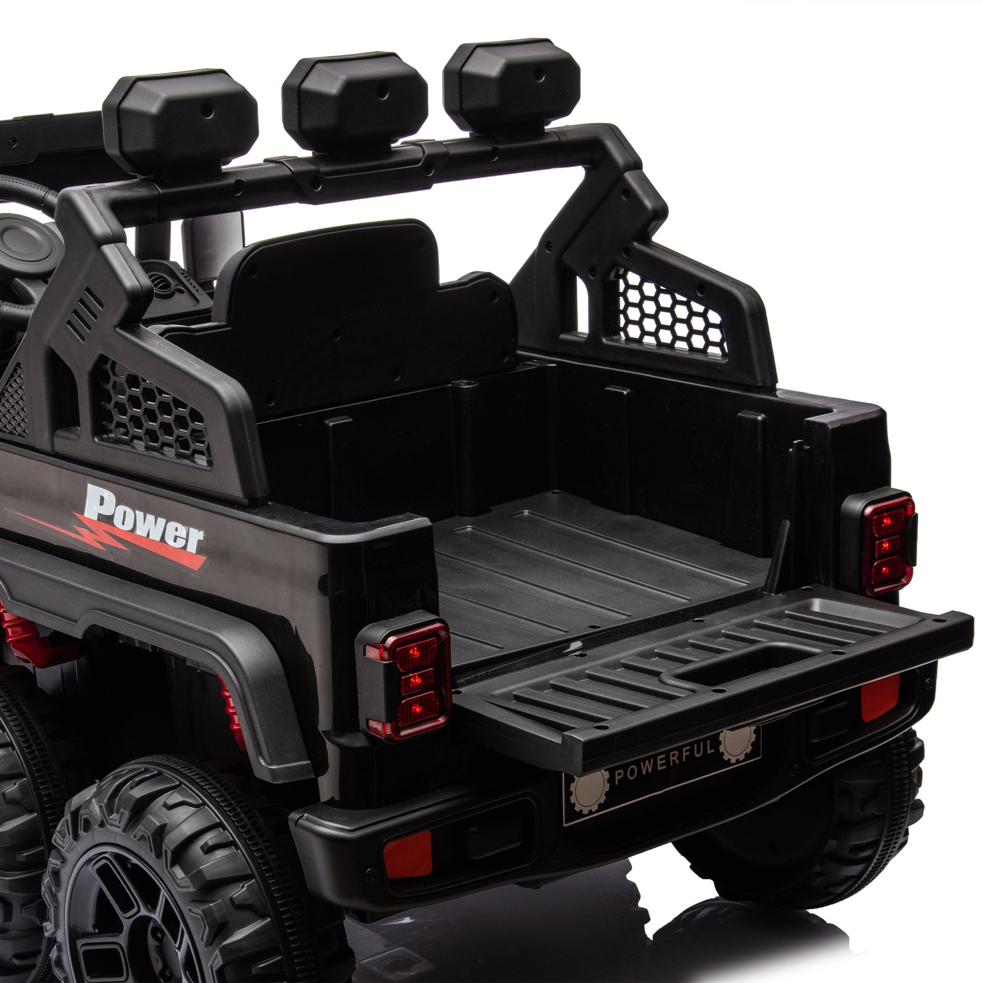 24V Ride On Large Pickup Truck Car For Kids,Ride On 4Wd Toys With Remote Control,Parents Can Assist In Driving,Bluetooth Music Version,Pickup Truck Design With Spacious Storage In The Rear. Black Polyethylene