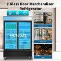 Orikool Glass Door Merchandiser Refrigerator 44.7 Cu.Ft Swing Door Commercial Display Refrigerators Merchandising Refrigeration With Led Top Panel Black Steel