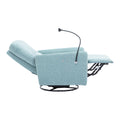 270 Degree Swivel Electric Recliner Home Theater Seating Single Reclining Sofa Rocking Motion Recliner With A Phone Holder For Living Room, Blue Blue Foam Polyester